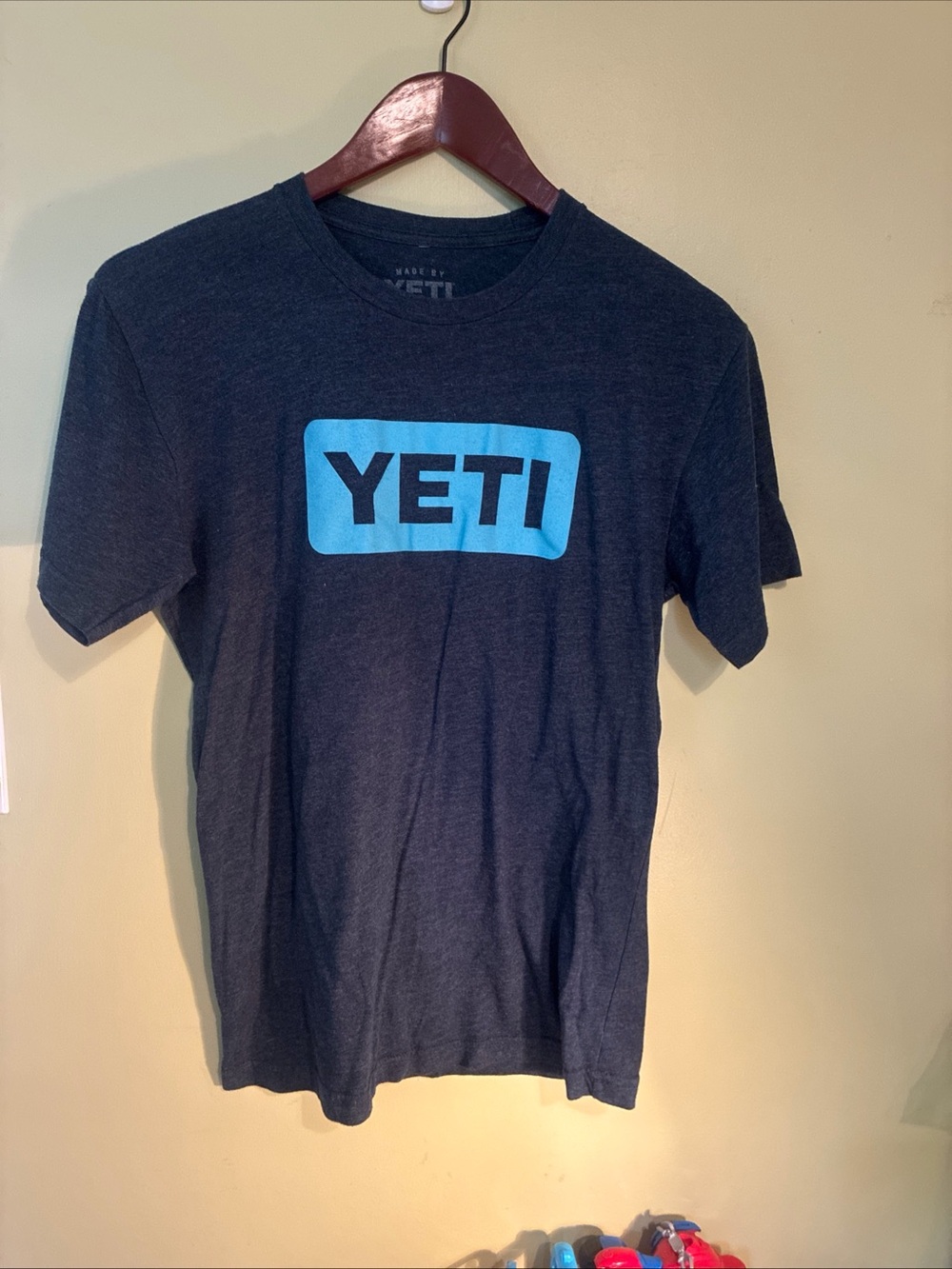 Yeti Navy T-Shirt with Light Blue Logo